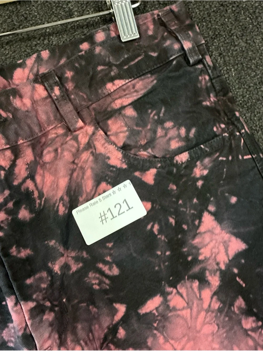 Men Market My Chemical Romance Jeans Black/Pink Tyedye Skater Grunge Goth SZ 34